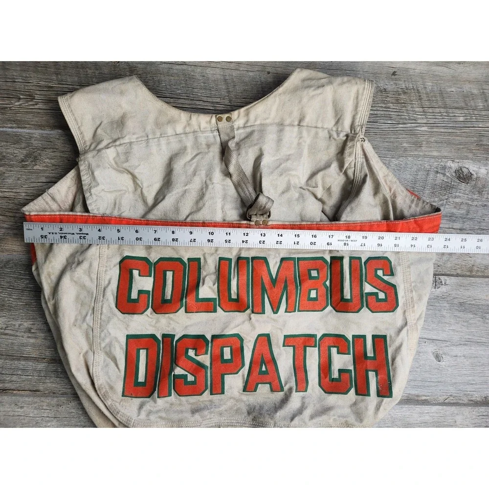 Vintage Columbus Dispatch Newspaper Bag Canvas Carrier Paper Boy Double‎ Sided